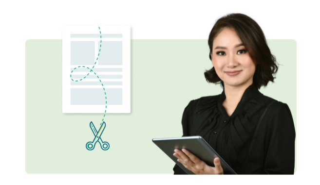 Young woman holding tablet