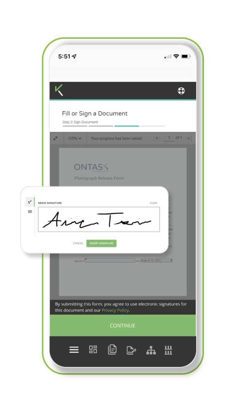 vie on mobile phone screen of workflow