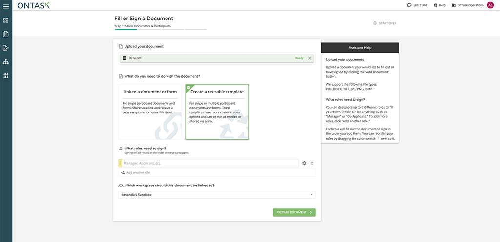 View of create link