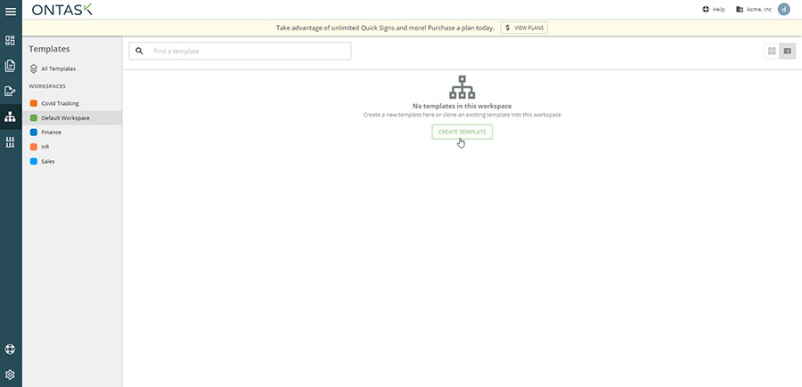 view of Create Template button