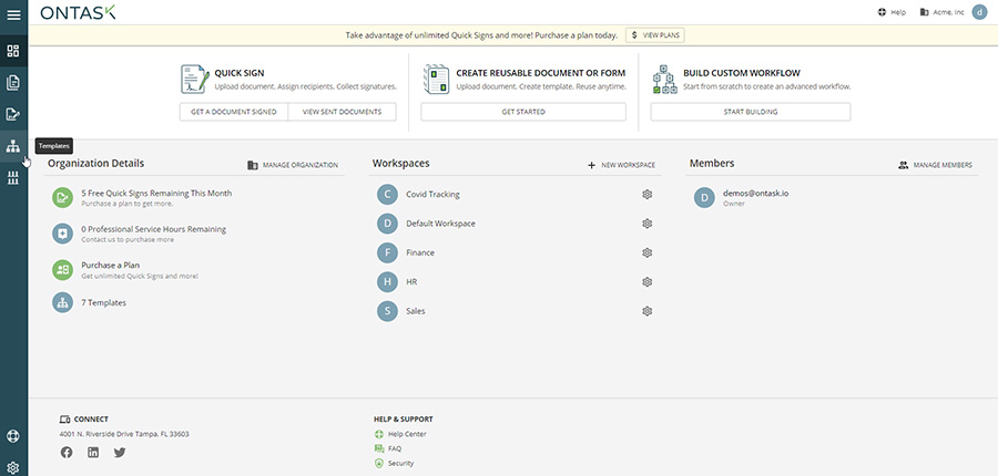 view of ontask dashboard