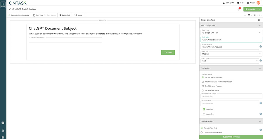 add header to web form task 