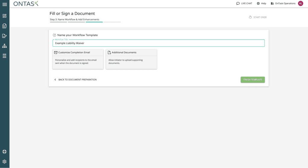 Screenshot of how to customize name, email and upload options