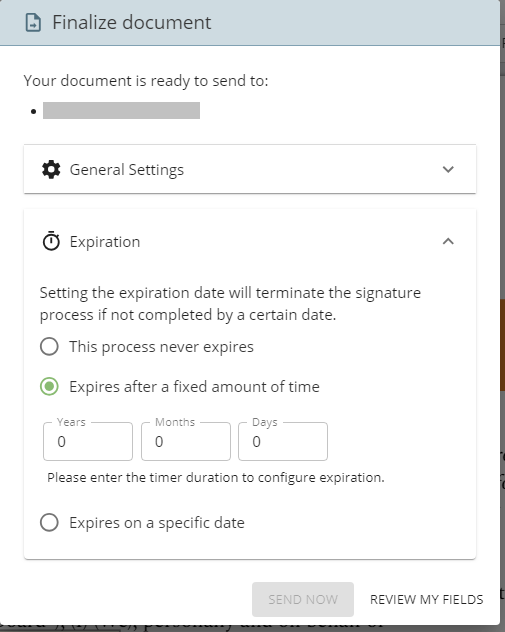 expiration date tool in quick sign