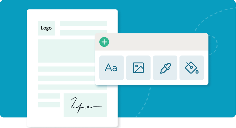 Illustration of contract with contract feature icons