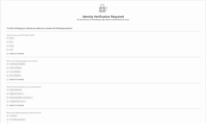 KBA Identity Quiz