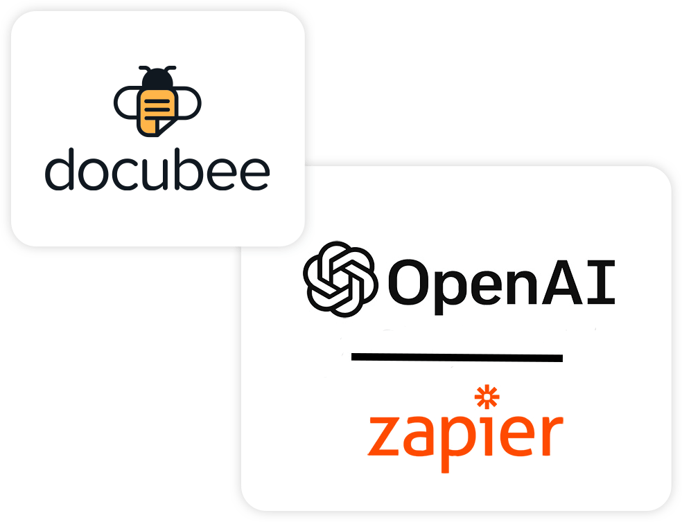 docubee, OpenAI, & Zapier logos