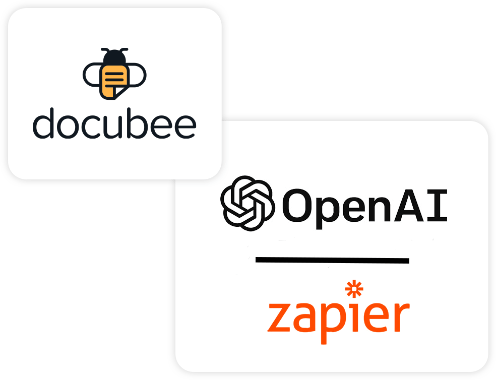 docubee, OpenAI, & Zapier logos