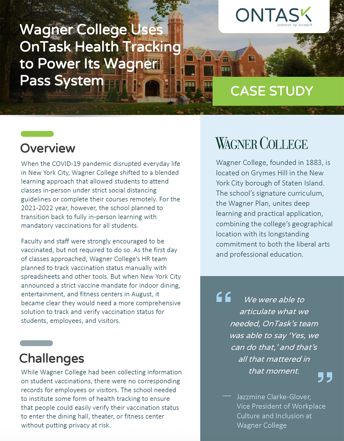 Wagner College Case Study Docubee