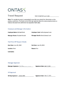 travel budget approval form